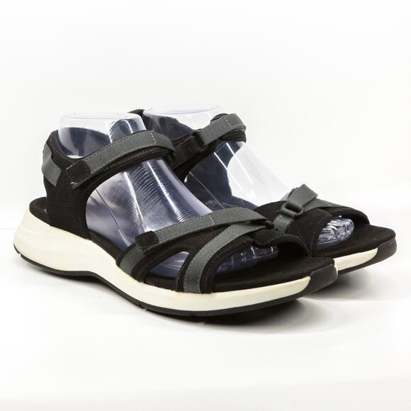 CLARKS Collection Solan Drift Motion Tread Sport Sandals Hook & Loop Black Sz 10 - Picture 1 of 9